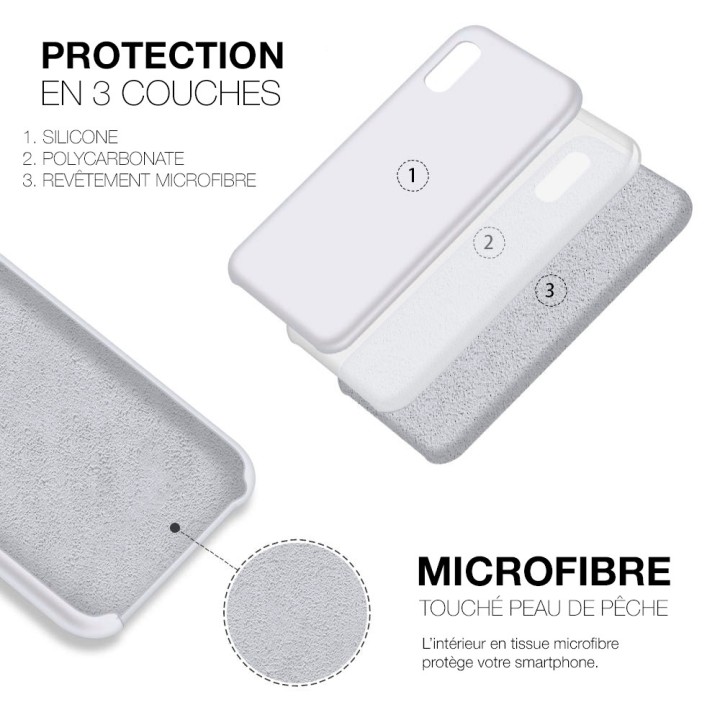 Coque Silicone Moxie BeFluo Fine et Légère pour iPhone - Blanc