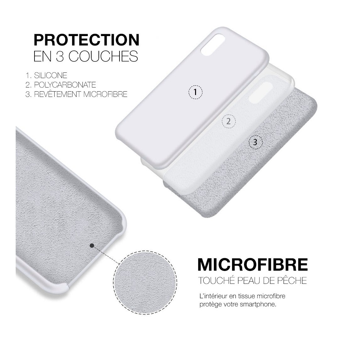 Coque Silicone Moxie BeFluo Fine et Légère pour iPhone - Blanc
