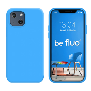 Coque Silicone Moxie BeFluo Fine et Légère pour iPhone, Intérieur Microfibre - Bleu clair