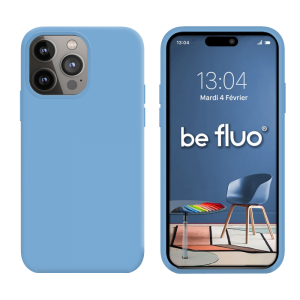 Coque Silicone Moxie BeFluo Fine et Légère pour iPhone, Intérieur Microfibre - Bleu acier