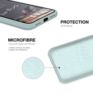 Coque Silicone Moxie BeFluo Fine et Légère pour iPhone, Intérieur Microfibre - Bleu glacier