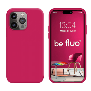 Coque Silicone Moxie BeFluo Fine et Légère pour iPhone, Intérieur Microfibre - Framboise