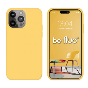 Coque Silicone Moxie BeFluo Fine et Légère pour iPhone, Intérieur Microfibre - jaune