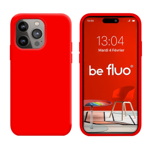 Coque Silicone Moxie BeFluo Fine et Légère pour iPhone, Intérieur Microfibre - Rouge