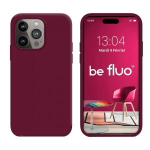 Coque Silicone Moxie BeFluo Fine et Légère pour iPhone, Intérieur Microfibre - Lie de vin