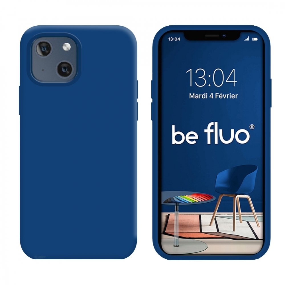 Coque Silicone Moxie BeFluo Fine et Légère pour iPhone, Intérieur Microfibre - Bleu marine