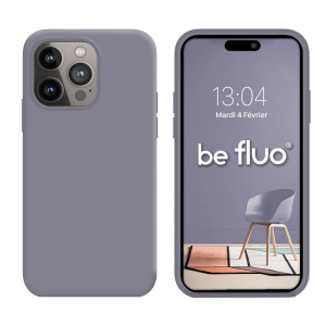 Coque Silicone Moxie BeFluo Fine et Légère pour iPhone, Intérieur Microfibre - Gris lavande