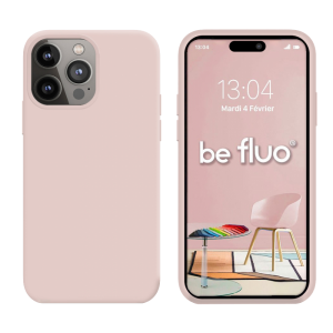 Coque Silicone Moxie BeFluo Fine et Légère pour iPhone, Intérieur Microfibre - Rose des sables