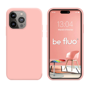 Coque Silicone Moxie BeFluo Fine et Légère pour iPhone, Intérieur Microfibre - Rose clair