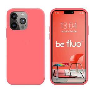 Coque Silicone Moxie BeFluo Fine et Légère pour iPhone, Intérieur Microfibre - Rose