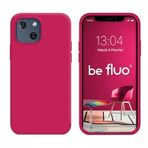 Coque Silicone Moxie BeFluo Fine et Légère pour iPhone, Intérieur Microfibre - Framboise