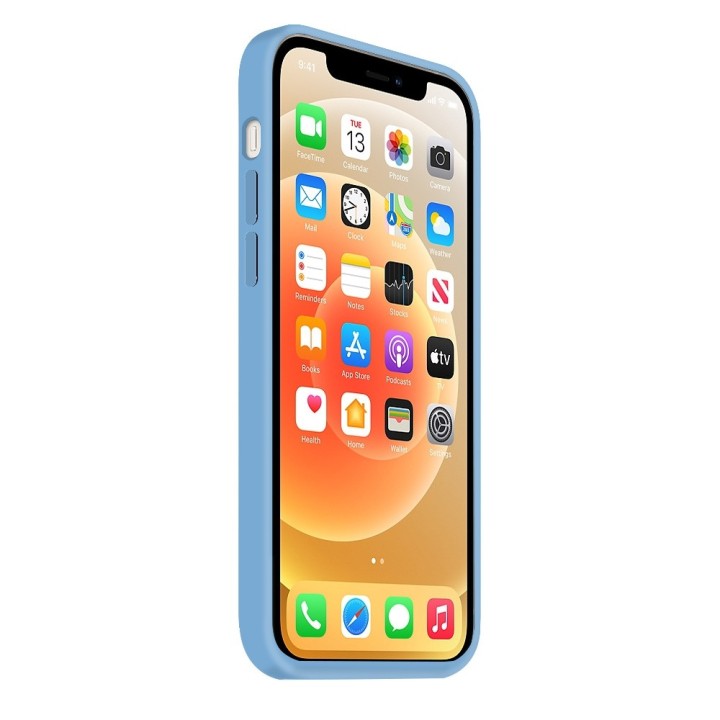 Coque Silicone Moxie BeFluo Fine et Légère pour iPhone, Intérieur Microfibre - Bleu acier