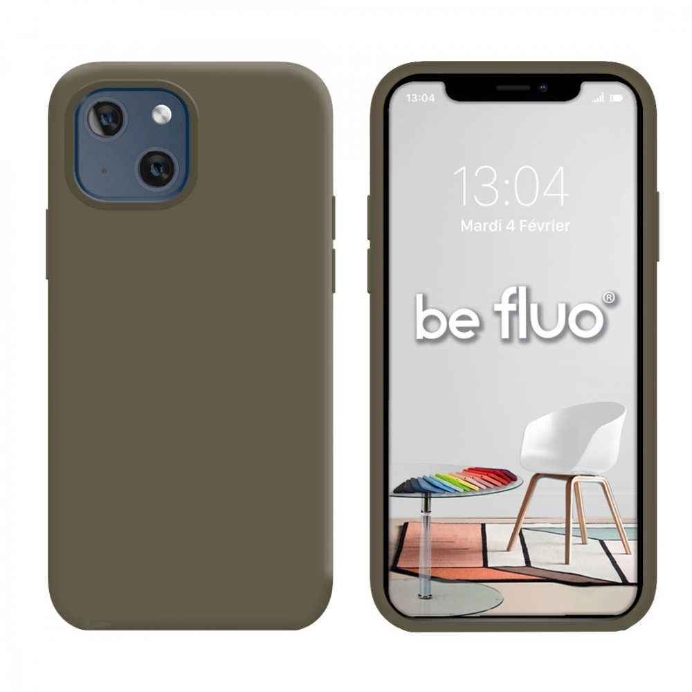 Coque Silicone Moxie BeFluo Fine et Légère pour iPhone, Intérieur Microfibre - Gris marron