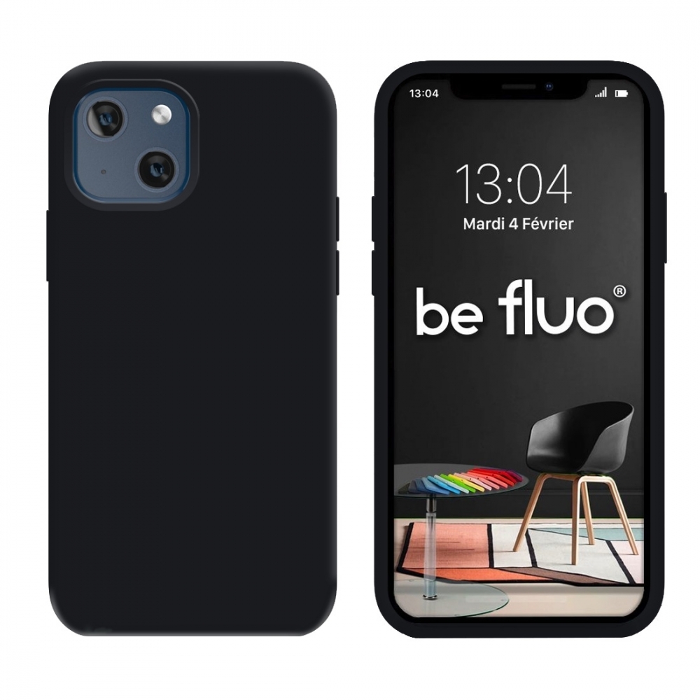 Coque Silicone Moxie BeFluo Fine et Légère pour iPhone , Intérieur Microfibre - Noir