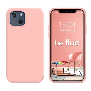 Coque Silicone Moxie BeFluo Fine et Légère pour iPhone, Intérieur Microfibre - Rose clair