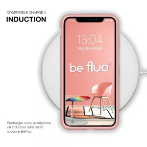 Coque Silicone Moxie BeFluo Fine et Légère pour iPhone, Intérieur Microfibre - Rose clair