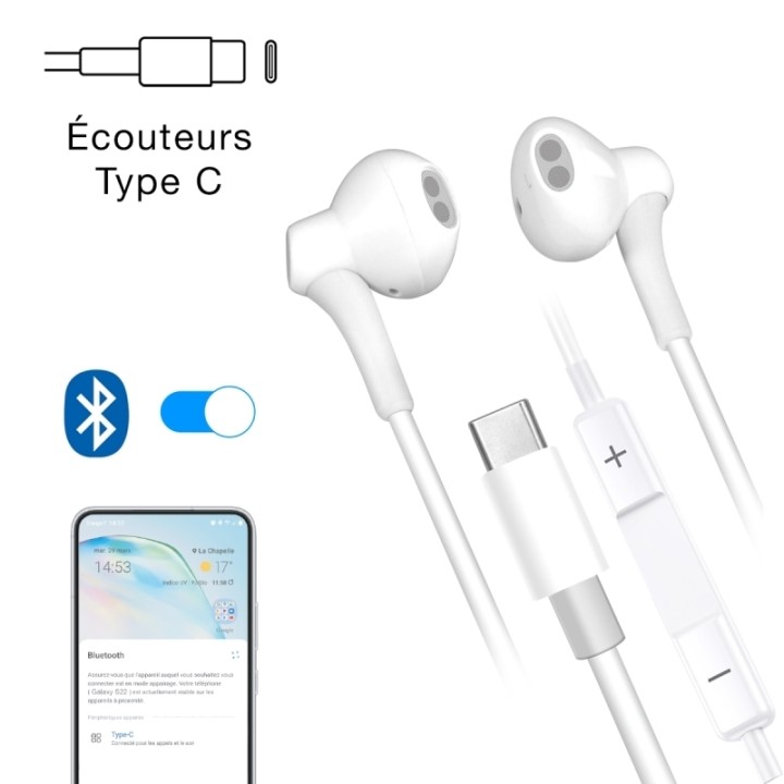 Kit piéton stéréo avec micro connectique Type-C