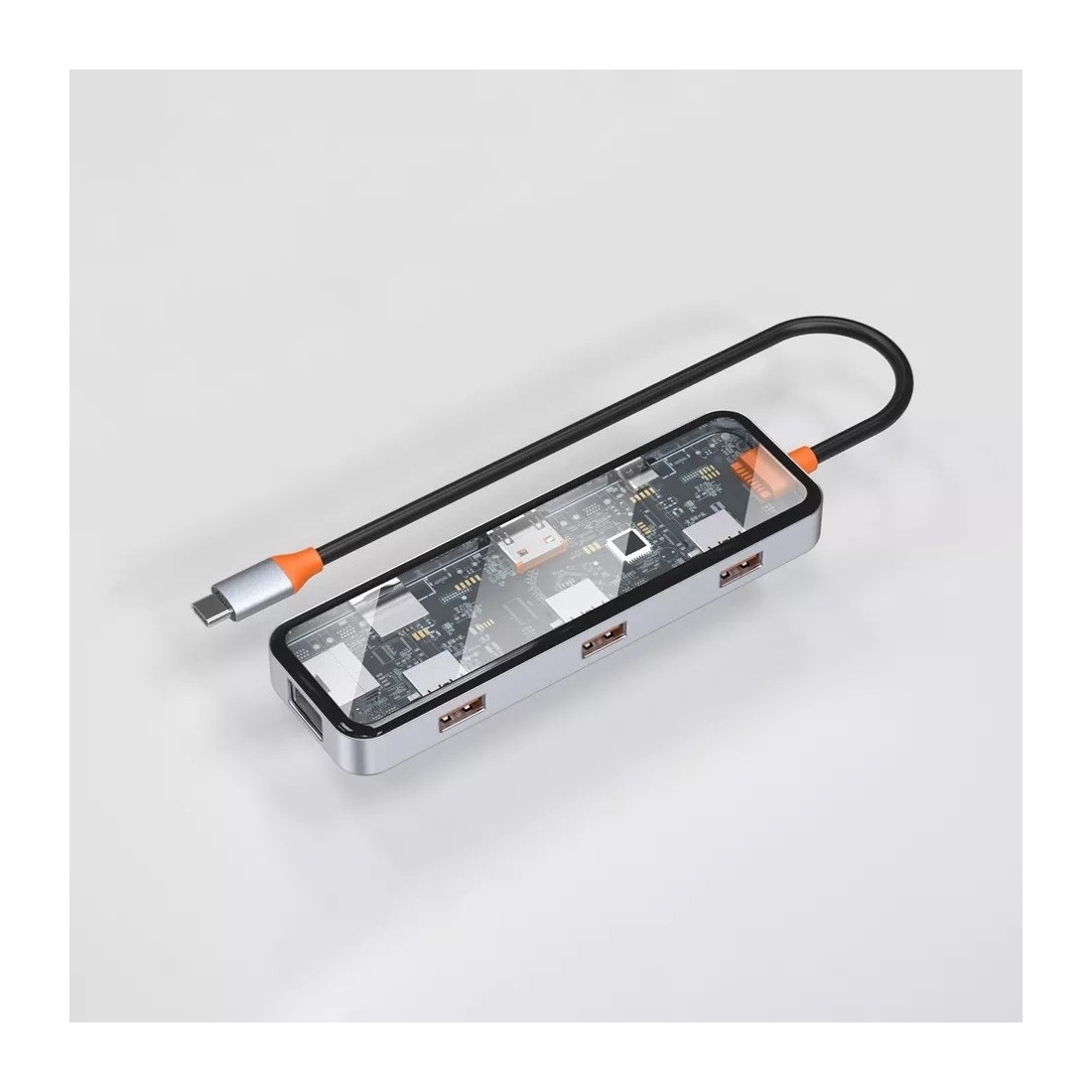 Hub USB-C transparent vers HDMI 4K/3 USB-A -/1 USB-C + 2 SD-TS+RJ45