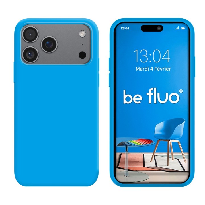 Coque Silicone Moxie BeFluo Fine et Légère pour iPhone - Bleu clair