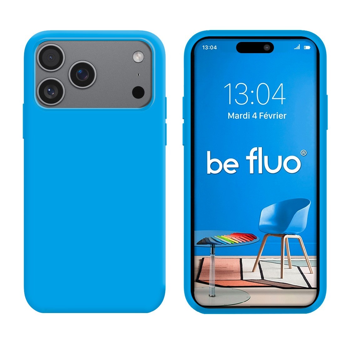 Coque Silicone Moxie BeFluo Fine et Légère pour iPhone - Bleu clair
