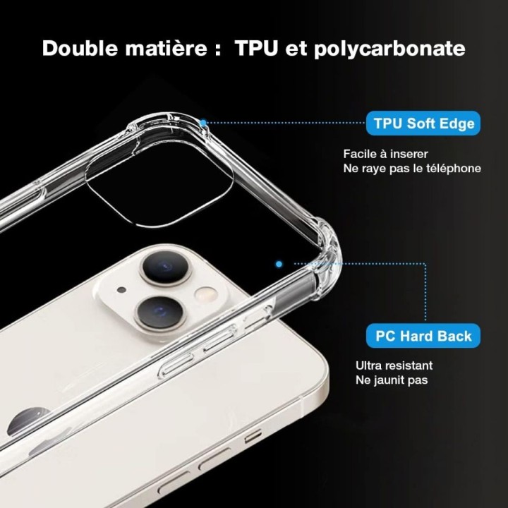 Coque Antichoc avec coins renforcés pour iphone