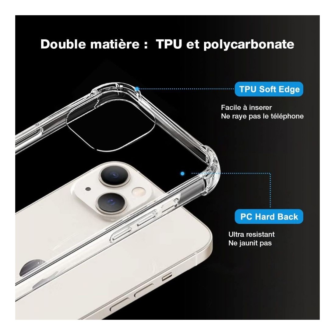 Coque Antichoc avec coins renforcés pour iphone