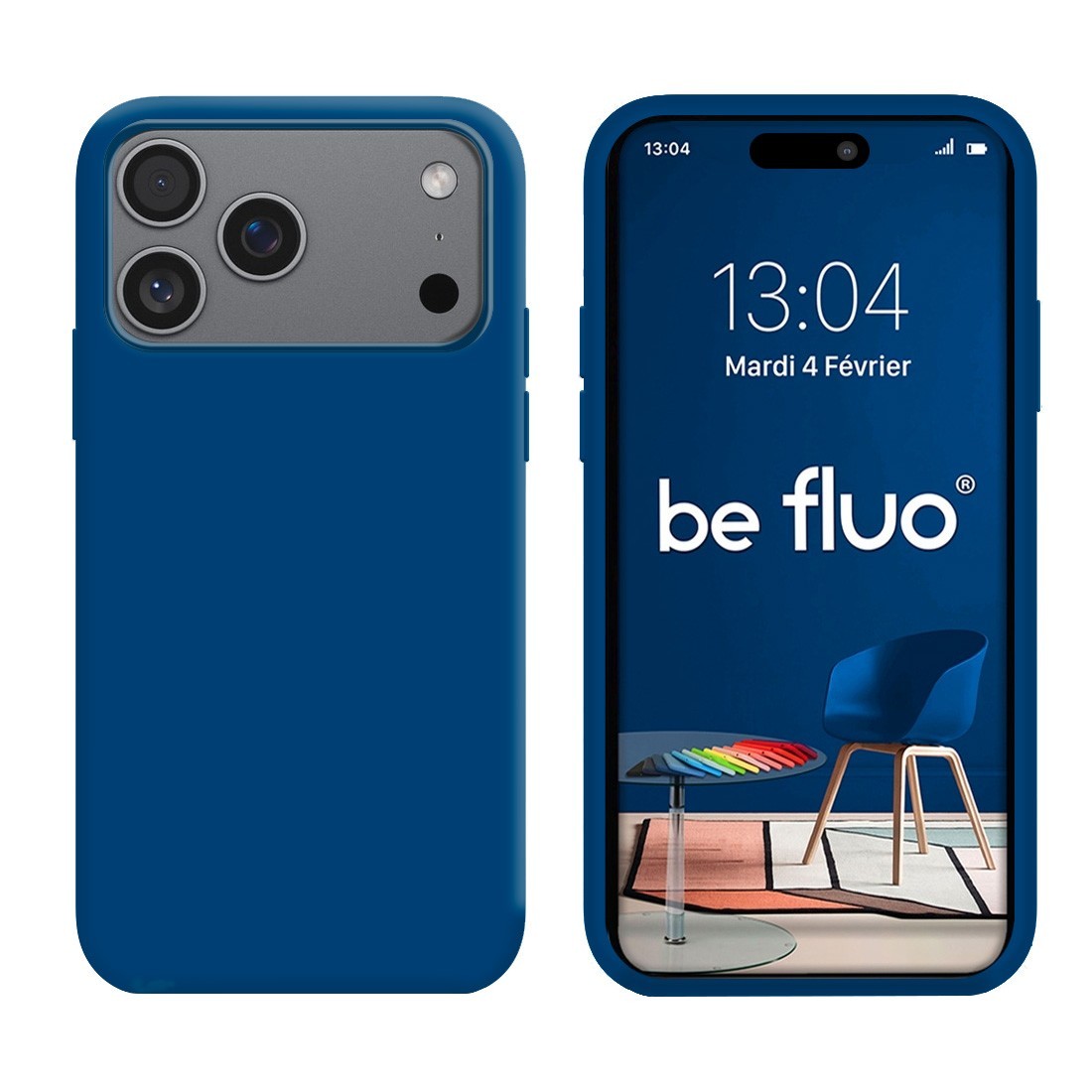 Coque Silicone Moxie BeFluo Fine et Légère pour iPhone, Intérieur Microfibre - Bleu marine