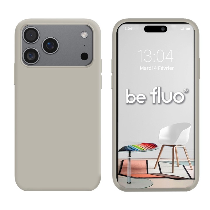 Coque Silicone Moxie BeFluo Fine et Légère pour iPhone, Intérieur Microfibre - Gris Nardo
