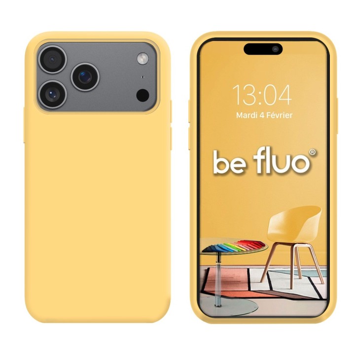 Coque Silicone Moxie BeFluo Fine et Légère pour iPhone, Intérieur Microfibre - jaune