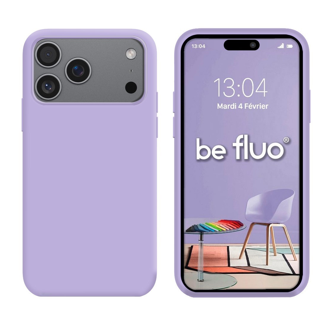 Coque Silicone Moxie BeFluo Fine et Légère pour iPhone, Intérieur Microfibre - Lilas