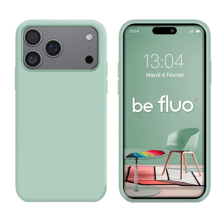 Coque Silicone Moxie BeFluo Fine et Légère pour iPhone, Intérieur Microfibre - Menthe