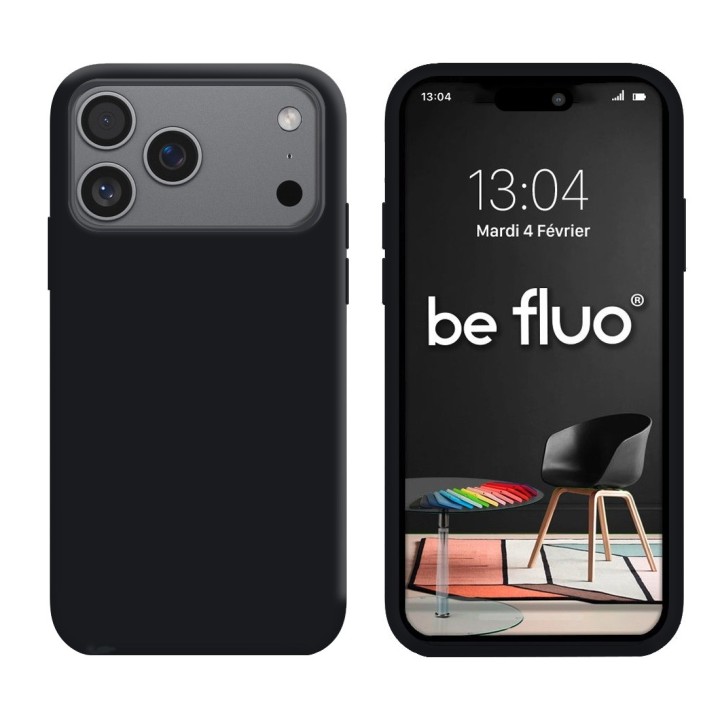 Coque Silicone Moxie BeFluo Fine et Légère pour iPhone , Intérieur Microfibre - Noir
