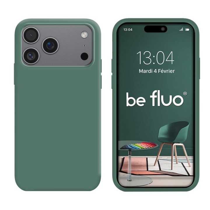 Coque Silicone Moxie BeFluo Fine et Légère pour iPhone, Intérieur Microfibre - Pin vert