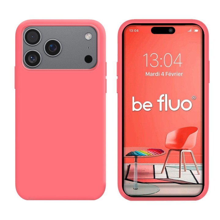Coque Silicone Moxie BeFluo Fine et Légère pour iPhone, Intérieur Microfibre - Rose