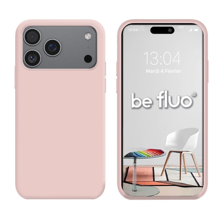 Coque Silicone Moxie BeFluo Fine et Légère pour iPhone, Intérieur Microfibre - Rose des sables