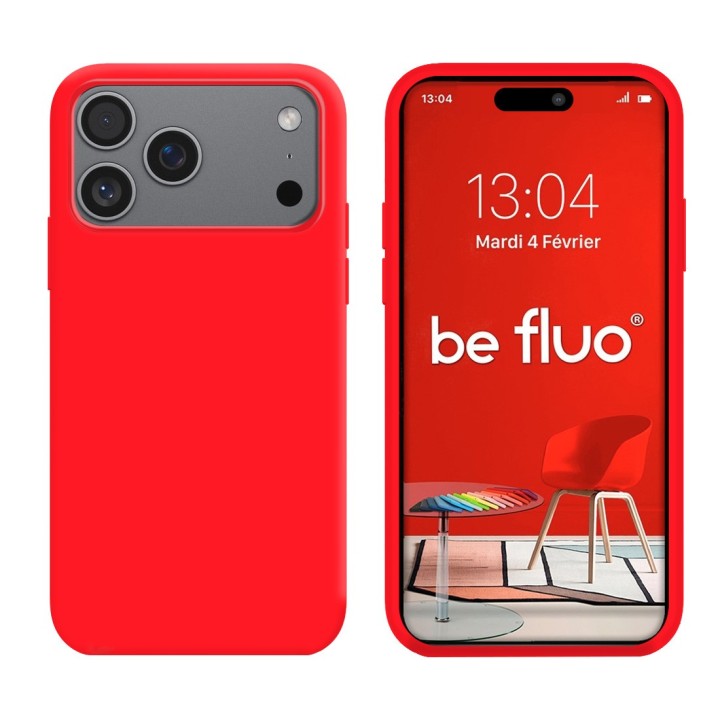 Coque Silicone Moxie BeFluo Fine et Légère pour iPhone, Intérieur Microfibre - Rouge