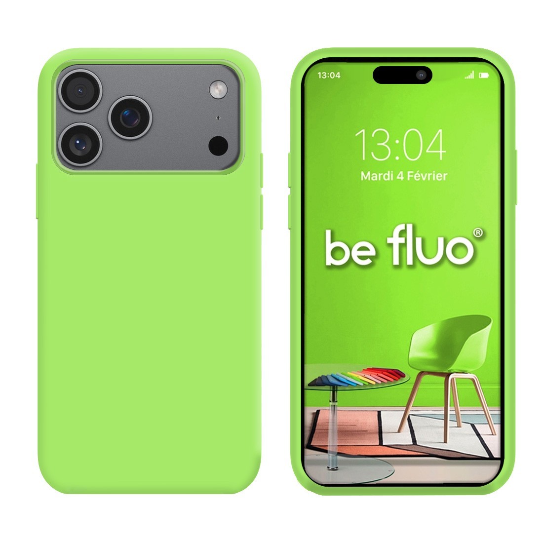 Coque Silicone Moxie BeFluo Fine et Légère pour iPhone, Intérieur Microfibre - Vert pomme