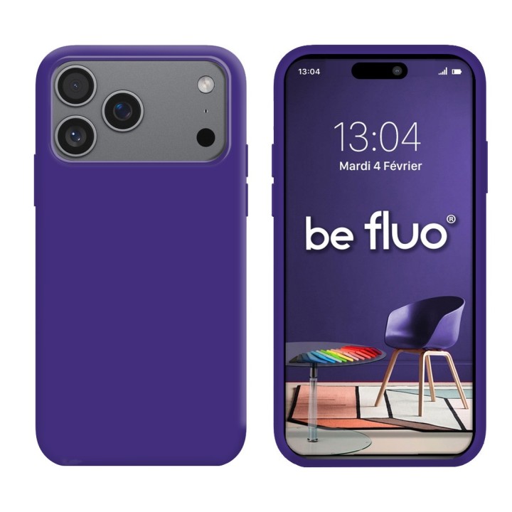 Coque Silicone Moxie BeFluo Fine et Légère pour iPhone, Intérieur Microfibre - Violet