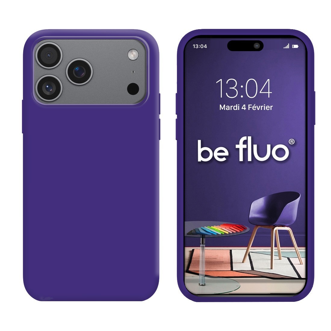 Coque Silicone Moxie BeFluo Fine et Légère pour iPhone, Intérieur Microfibre - Violet