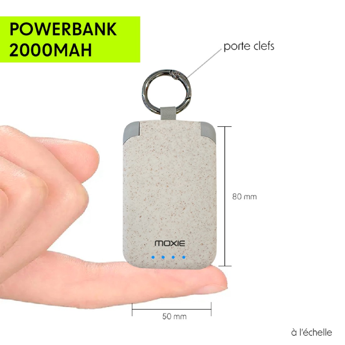 Powerbank 2000mAh avec mousqueton en fibre de blé