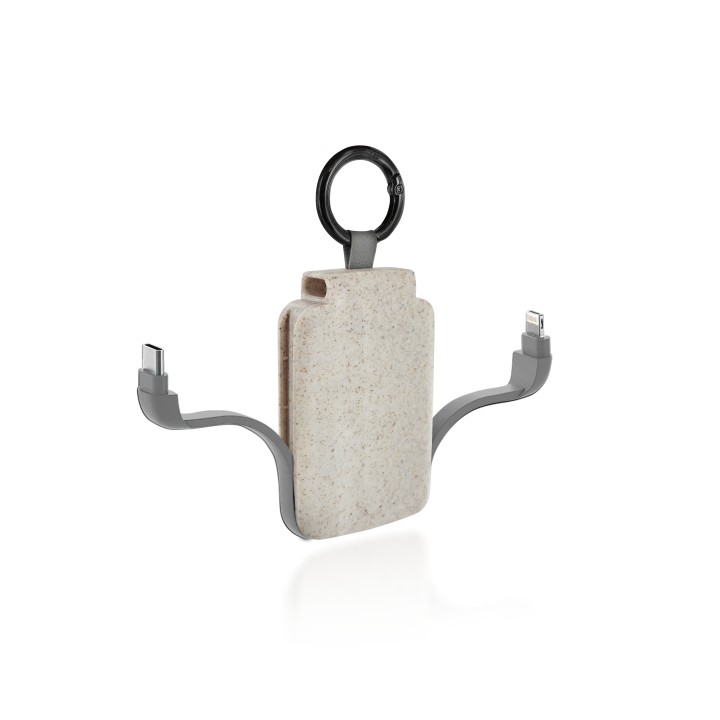 Powerbank 2000mAh avec mousqueton en fibre de blé