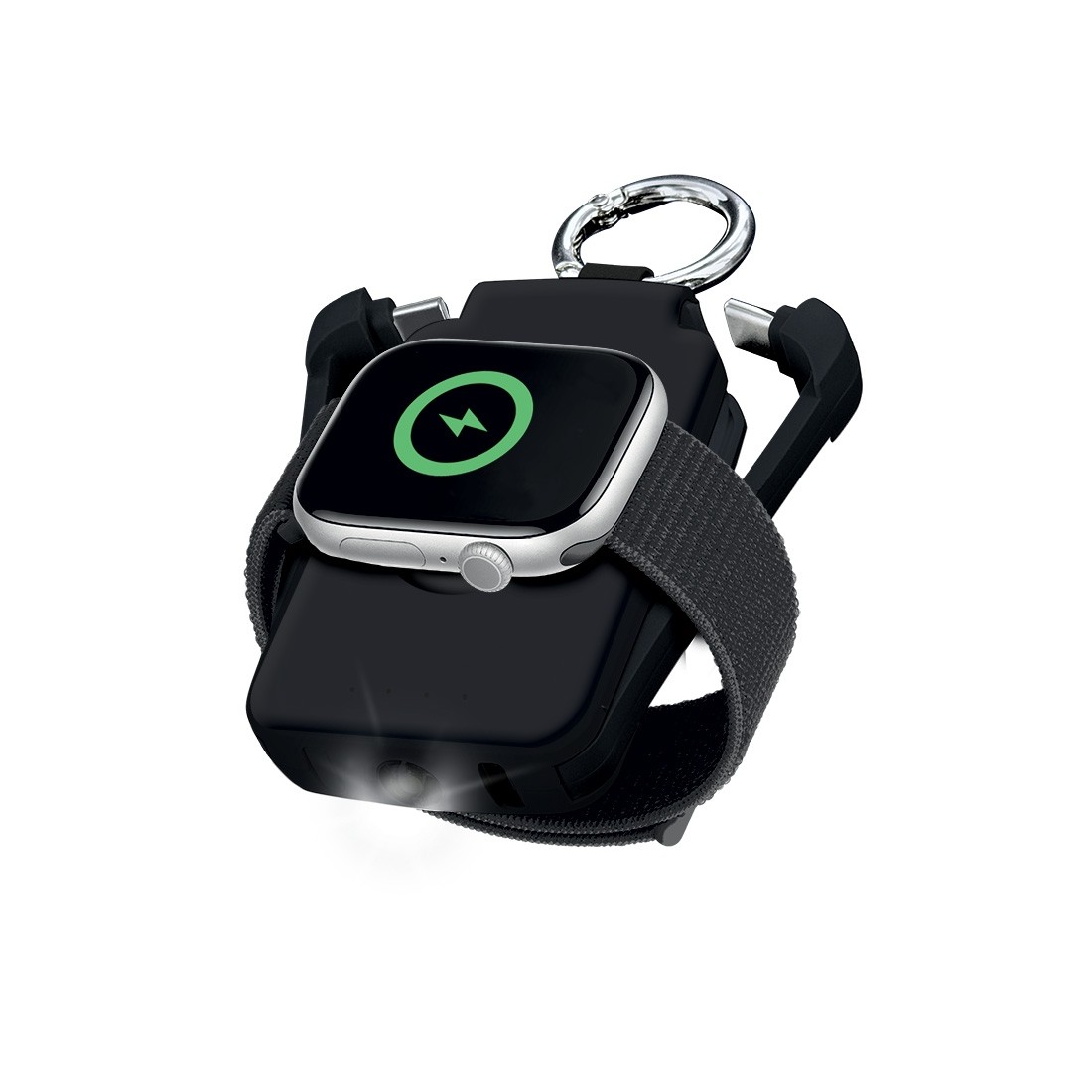 Powerbank Porte Clefs 2000mah Lightning / Type C + Apple watch - Noir