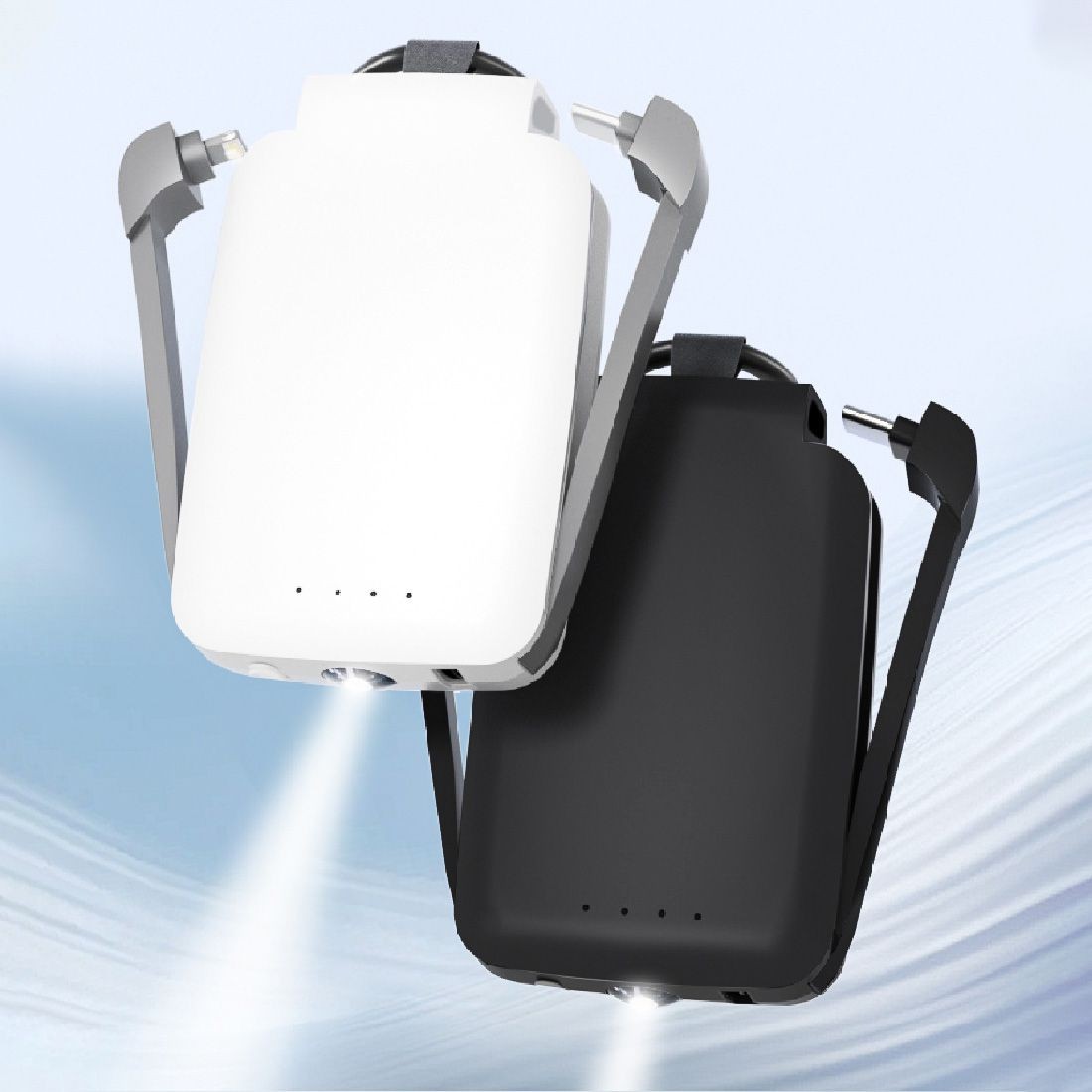 Powerbank Porte Clefs Noir  2000 mah Lightning et Type C intégré