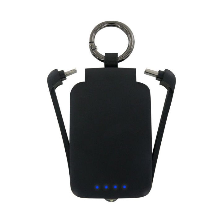 Powerbank Porte Clefs Noir  2000 mah Lightning et Type C intégré