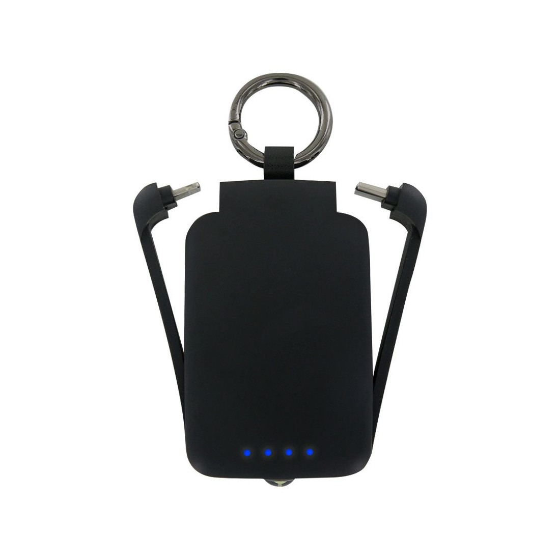 Powerbank Porte Clefs Noir  2000 mah Lightning et Type C intégré