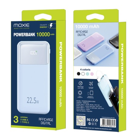 Batterie de secours avec affichage digital capacité 10000 mAh