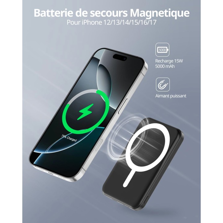 Batterie de secours MagSafe 5000mah charge rapide