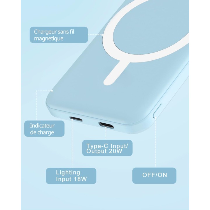 Batterie de secours MagSafe 5000mah charge rapide