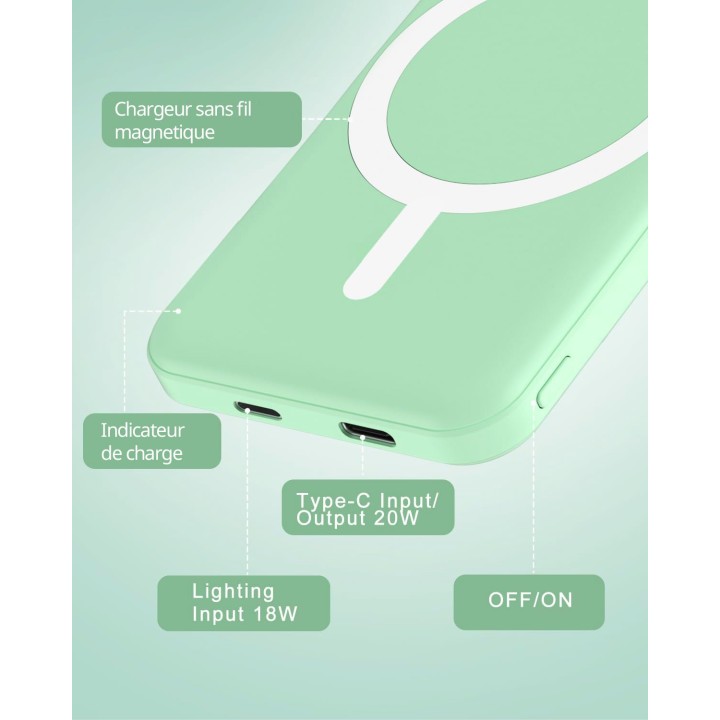 Batterie de secours MagSafe 5000mah charge rapide