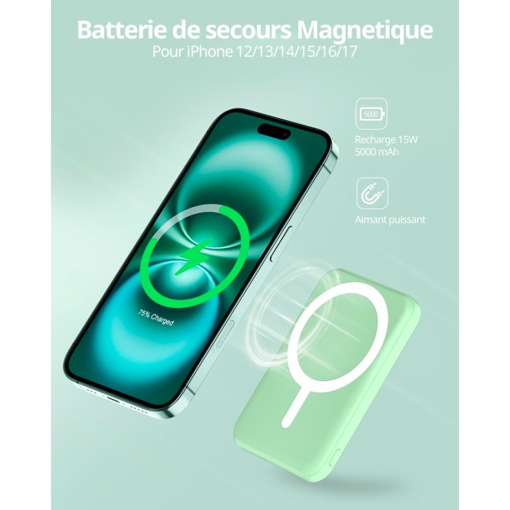 Batterie de secours MagSafe 5000mah charge rapide